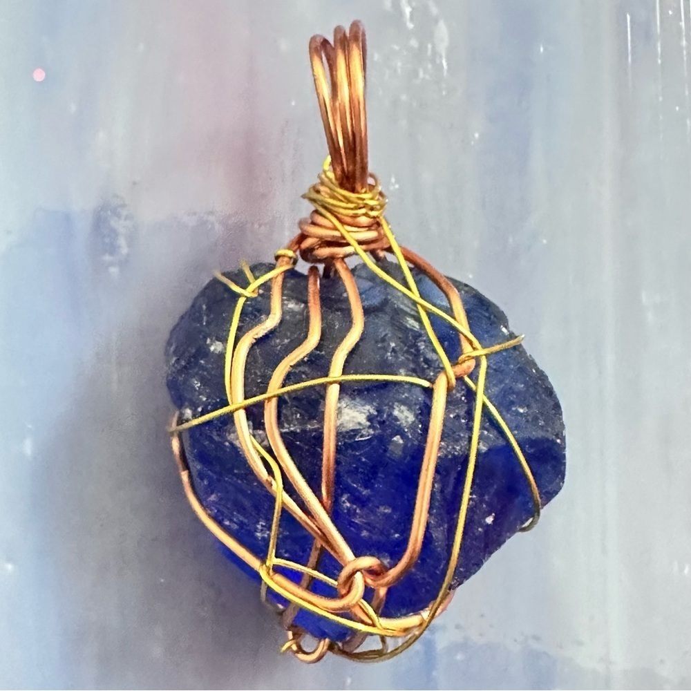 RUBYRUDI Artisan Beach Glass Pendant Wire Wrapped Handmade Art To Wear 3035 P